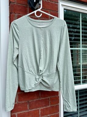 Athleta Light Sage Long-Sleeve Twist-Knot Top